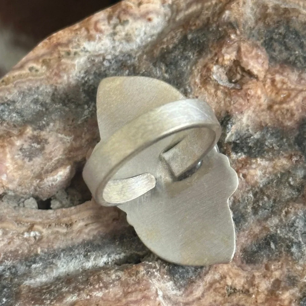 Sold ❤️ Golden Hills Turquoise Southwestern Sterling Silver Adjustable Ring - Picture 3 of 6